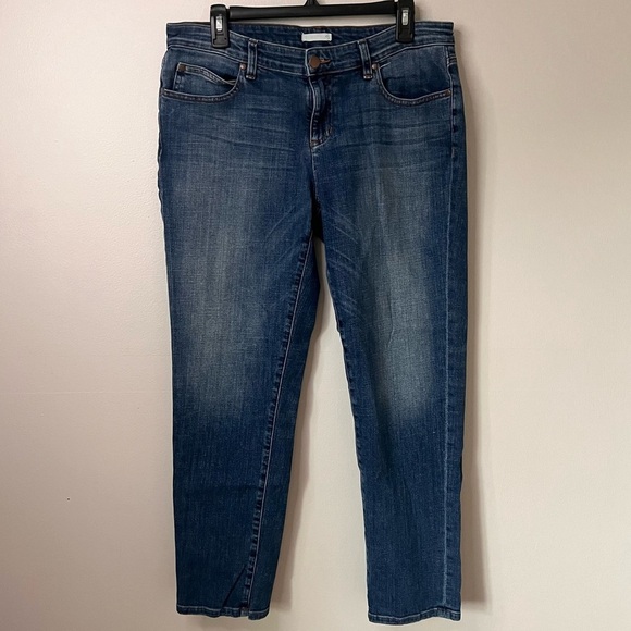 Eileen Fisher Straight Leg Jeans Size 10 Mid Rise Medium Wash Comfort Casual - Picture 1 of 10